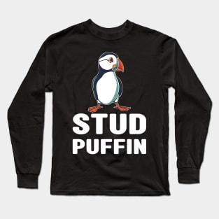 Stud Puffin Funny Seabird Iceland Puffin Bird Long Sleeve T-Shirt